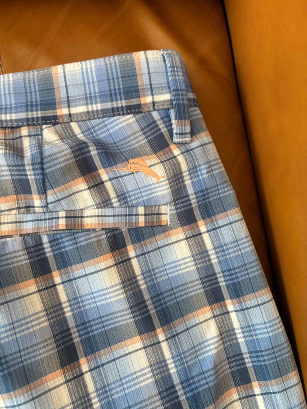 Tommy Bahama Blue, Cream and Tan Plaid Flat Front Men’s Shorts